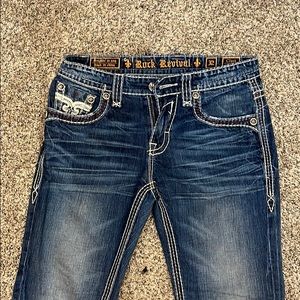 Mens rock revival boot cut jeans size 32
